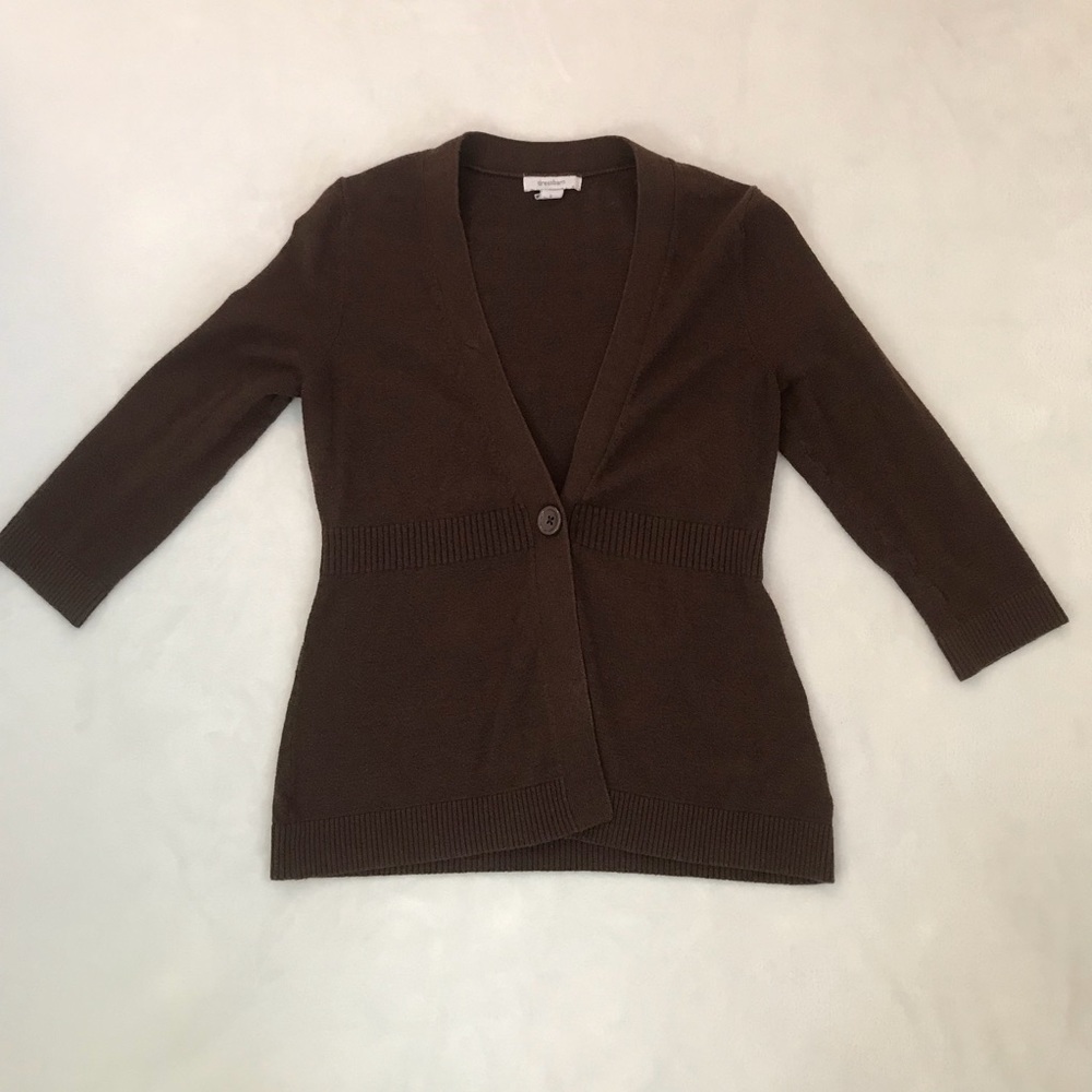 Dress Barn One Button Brown Cardigan Women’s Small - Picture 1 of 6